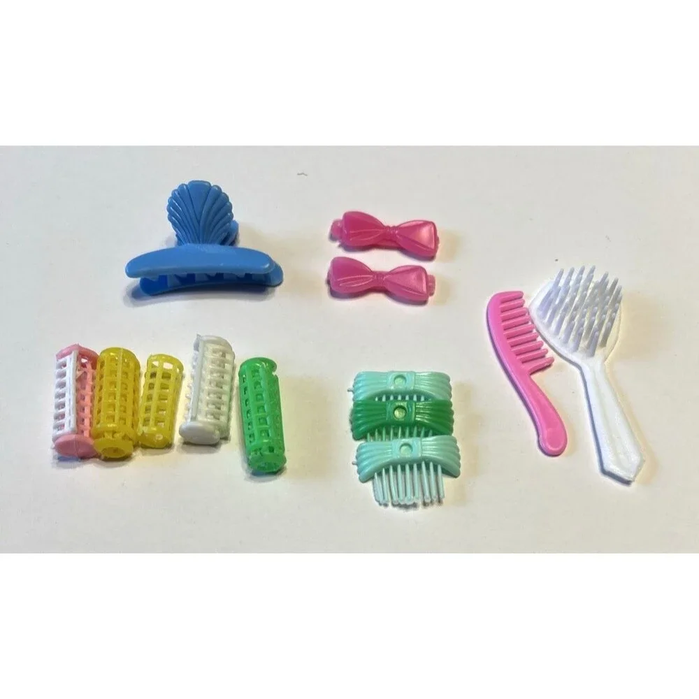Barbie Doll Hair Accessory Lot Salon Curling/Brush/Comb Lot of 13 Pc.